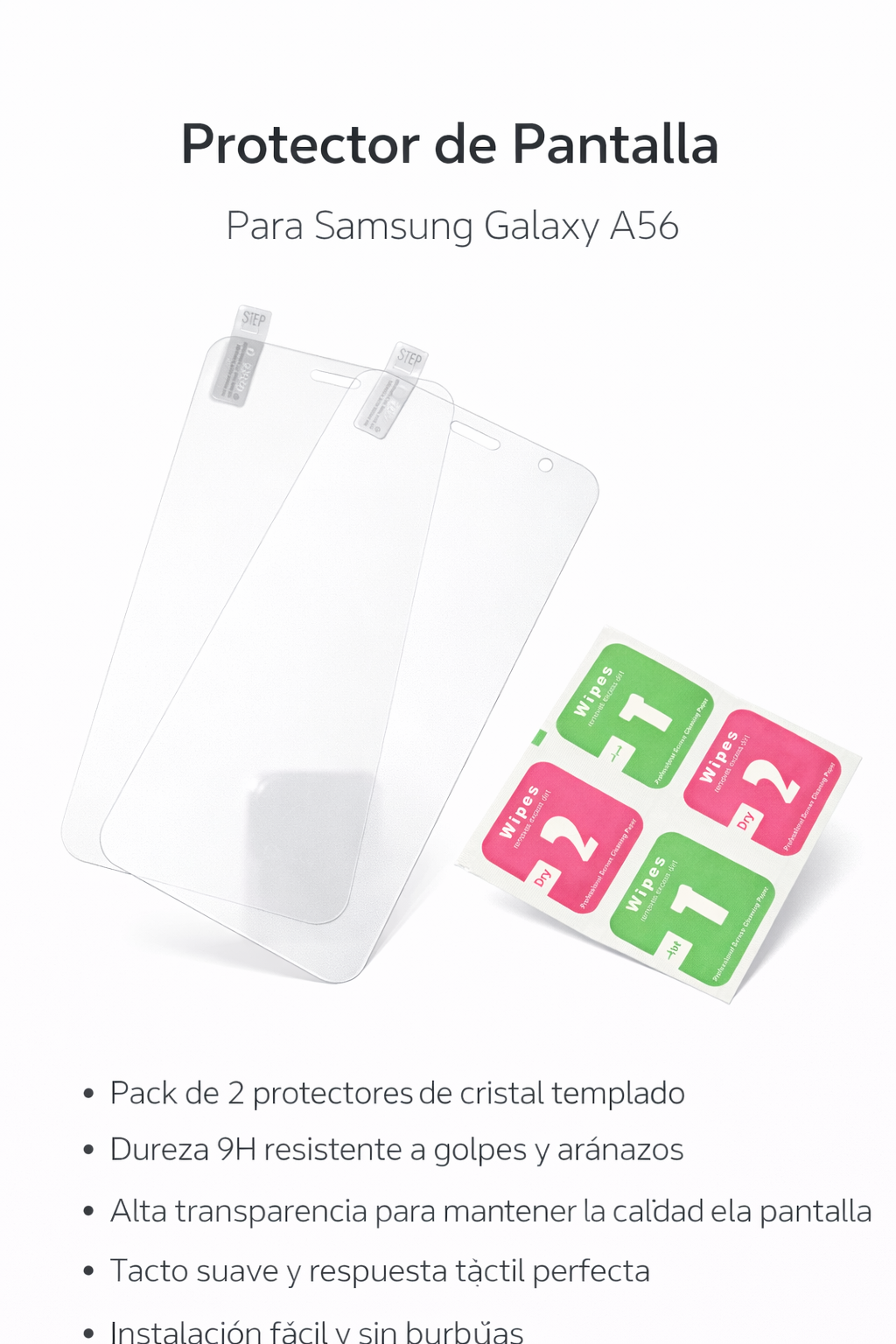 Protector de Pantalla de Cristal Templado para Samsung Galaxy A56 – Pack de 2