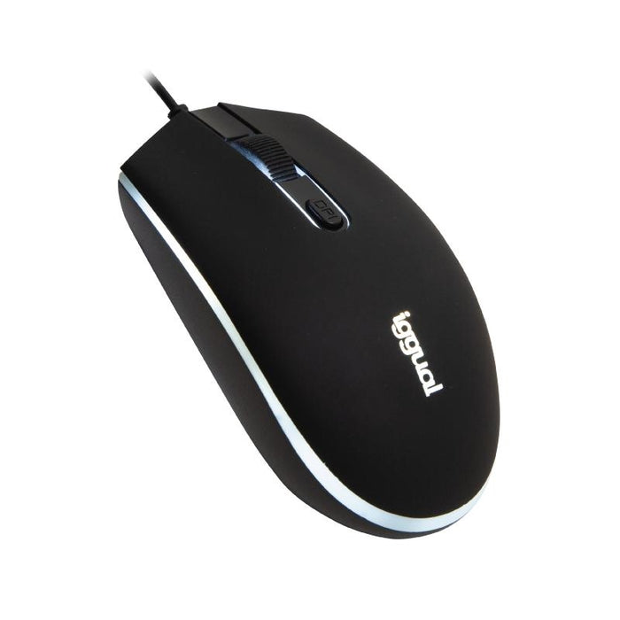 iggual Ratón óptico COM-LED-1600DPI negro