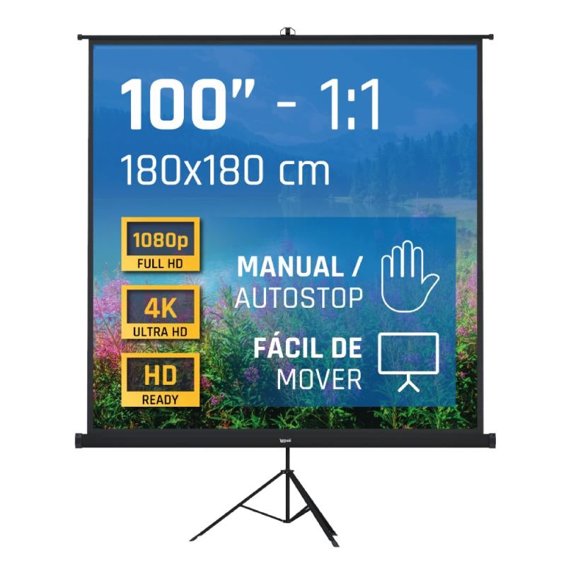 iggual Pantalla 100" 180x180 cm con trípode+bolsa