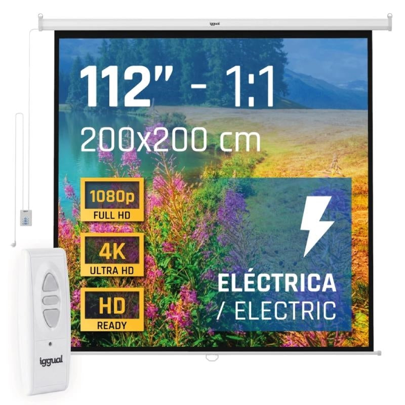 iggual Pantalla eléctrica 4:3 112" 200x200 cm