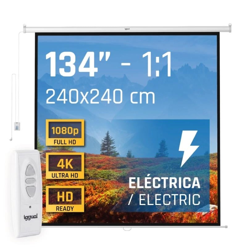 iggual Pantalla eléctrica 4:3 134" 240x240 cm